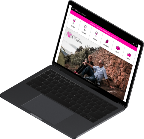 Webshop des Weinguts A. Waigand auf einem Laptop