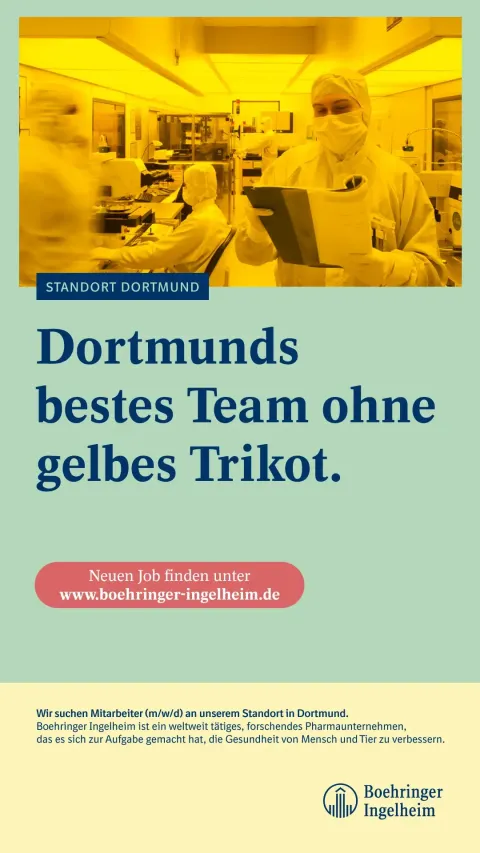 Motiv der Recruiting Kampagne im Smartphone-Format mit der Headline "Dortmunds bestes Team ohne gelbes Trikot.""