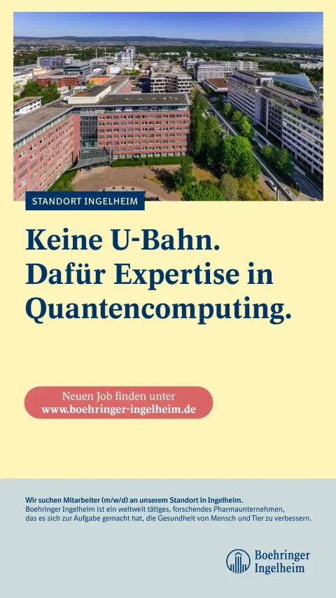 Motiv der Recruiting Kampagne im Smartphone-Format mit der Headline "Keine U-Bahn. Daf&uuml;r Expertise in Quantencomputing"