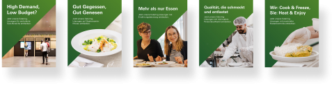 F&uuml;nf verschiedene Anzeigen-Visuals der WISAG mit verschiedenen Headlines.