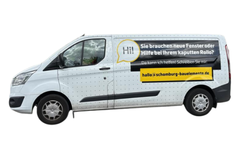 Folierter Firmenwagen des Handwerkers Swen Schomburg