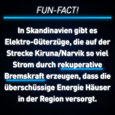 Fun-Fact-Text &uuml;ber Elektro-G&uuml;terz&uuml;ge mit hervorgehobenen blauen Unterstreichungen.