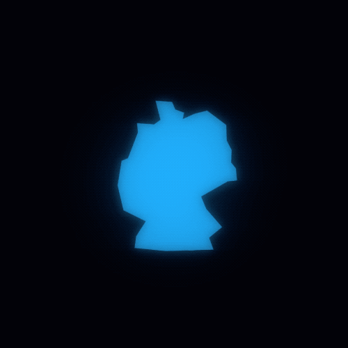 Neonblaue, stilisierte Umrisskarte von Deutschland auf dunklem Hintergrund.