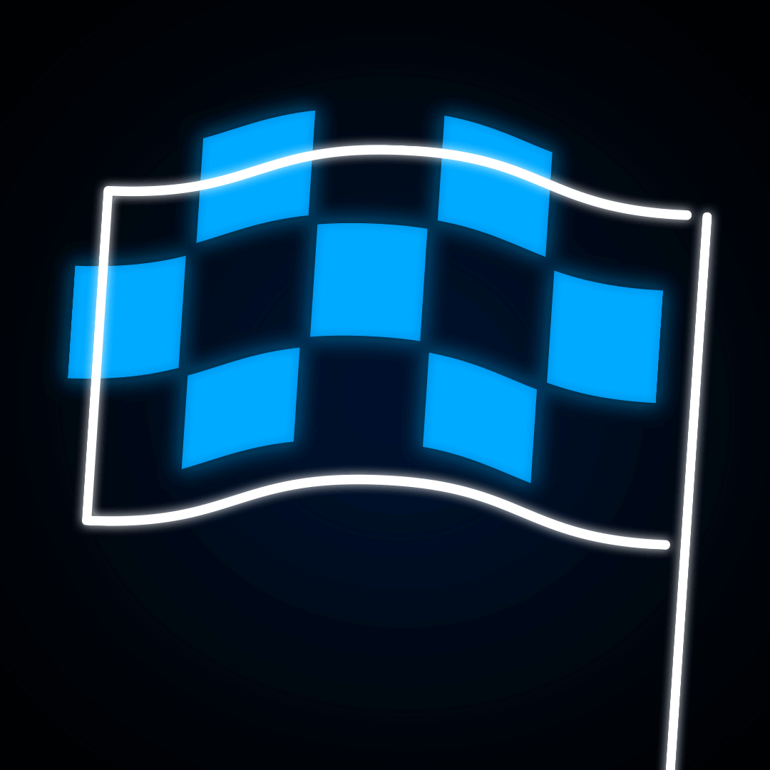 Leuchtende, animierte Bayernflagge mit blauen und weißen Rauten als Neon-Design.