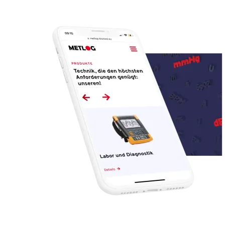 Metlog‑Website in mobiler Darstellung auf einem Smartphone.